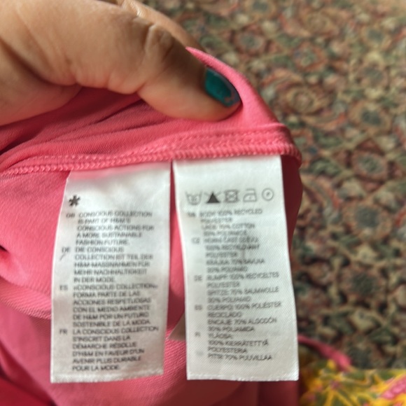 NWOT H.M Conscious Collection Coral Pink dress with lace & beautiful detailing - Picture 10 of 17